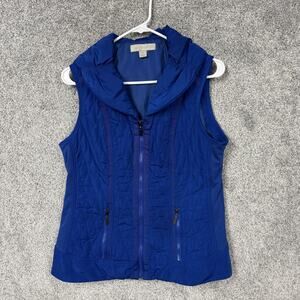 Laura Ashley Vest Womens Medium Blue Quilted Full Zip Stretch Gorpcore Outdoor